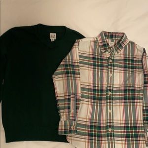 Gap button down-shirt and V neck sweater